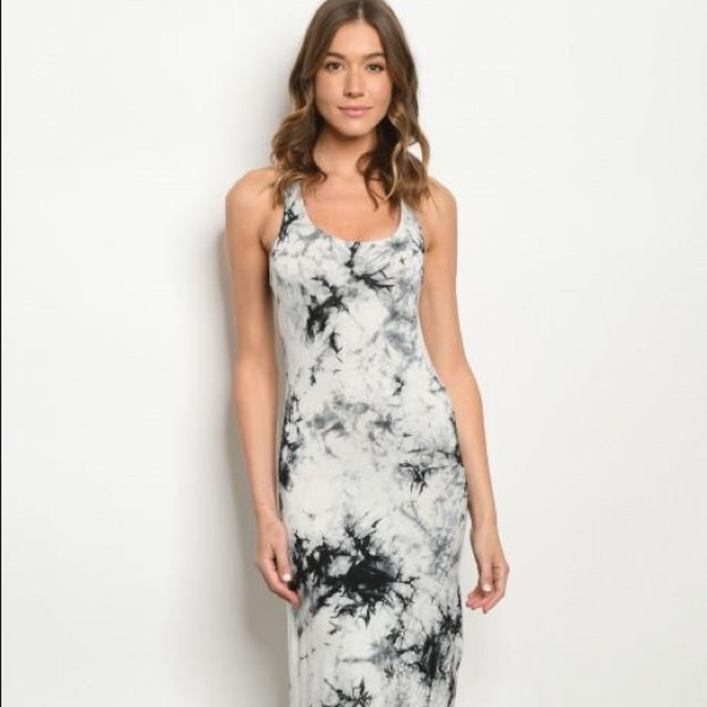 White & Black Tie Dye Dress